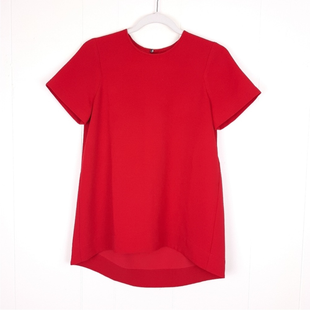 Madewell Tailored Pleated Poppy Red Tunic Size L